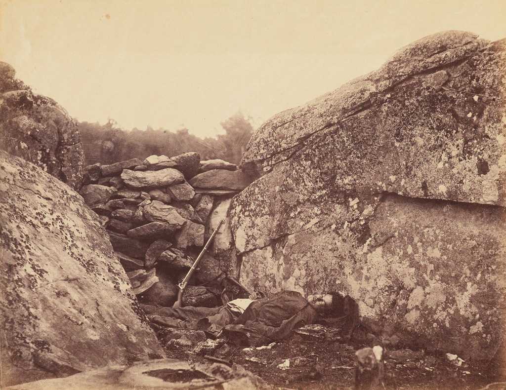 ALEXANDER GARDNER (1821-1882) Home of a Rebel Sharpshooter, Gettysburg.